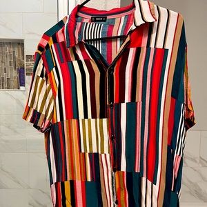 Shein Multicolored Button Down Striped Shirt